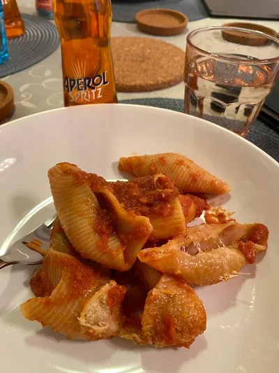 Paradicsomos kagylótészta sütöben sütve recept recept fotó