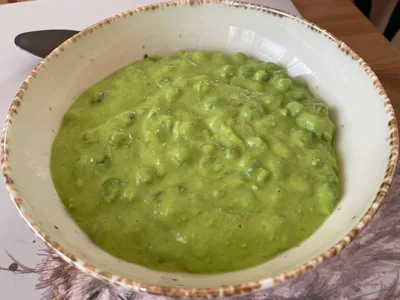 Zöldborsófözelék Thermomixben recept recept fotó