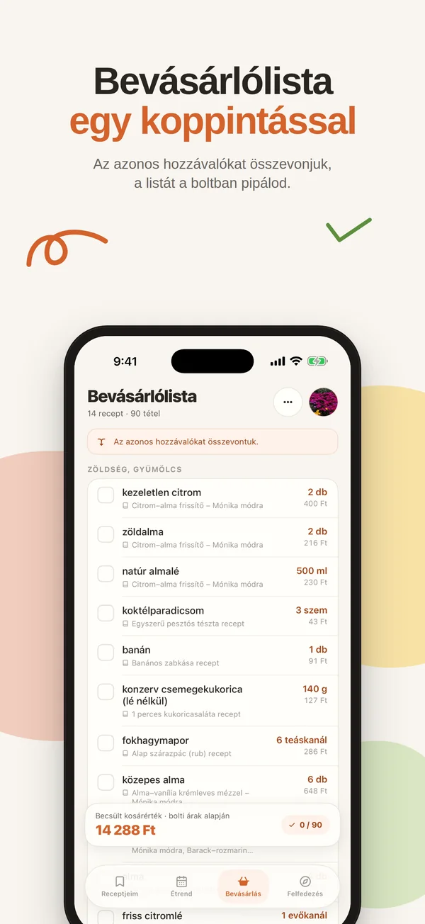 Lefőzlek app: Bevásárlólista egy koppintással