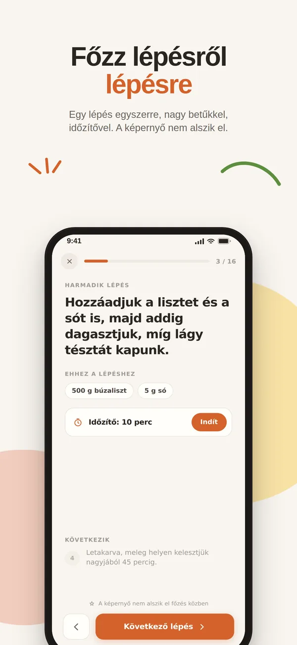 Lefőzlek app: Főzz lépésről lépésre