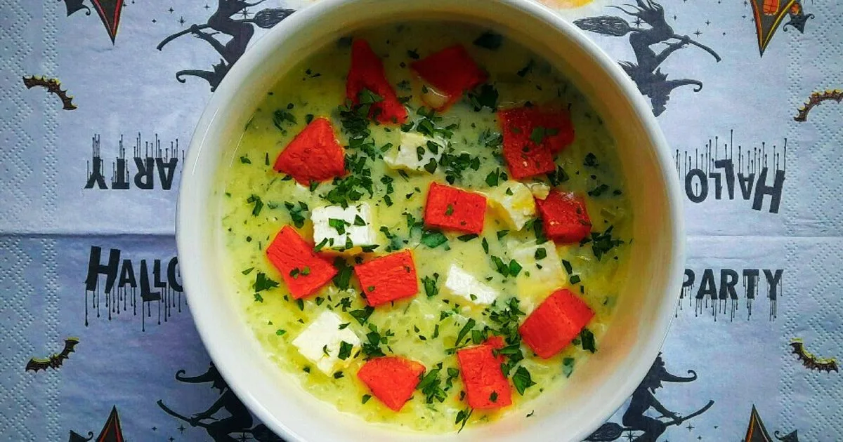 Sült sütőtökös rizsleves feta sajttal 🎃👌 recept fotó