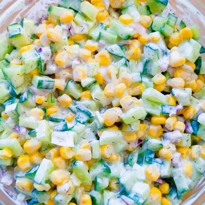 Húsvéti frissítő: Kapros - citromos, kukorica uborkasaláta 🥗🍋🌽🥒 – 4. lépés
