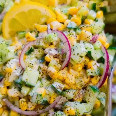Húsvéti frissítő: Kapros - citromos, kukorica uborkasaláta 🥗🍋🌽🥒 – 5. lépés