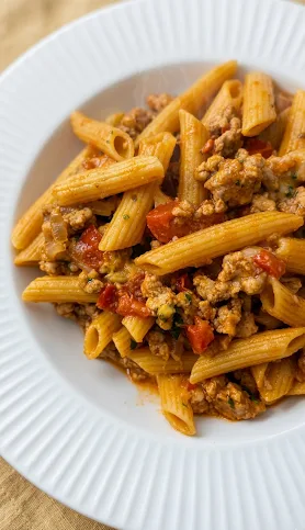 Penne tészta darált hússal és zöldségekkel – 7. lépés