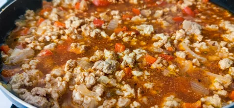 Penne tészta darált hússal és zöldségekkel – 5. lépés